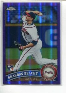 2011 Topps Chrome Purple Refractor Brandon Beachy RC #176 Atlanta Braves 150/499 - Picture 1 of 2