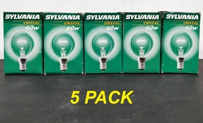 5 x 60W Clear Fancy Round Light Globes Bulbs Lamps E14 Small Screw Incandescent - Image 1 of 2