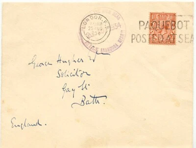 GB 1934 "POSTED ON THE HIGH SEAS - 23 AUG 1934 - INT.S.L. ARANDORA STAR L."  - Image 1 of 2