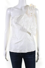 Rafael Cennamo Womens Silk One Shoulder Blouse White Size 6