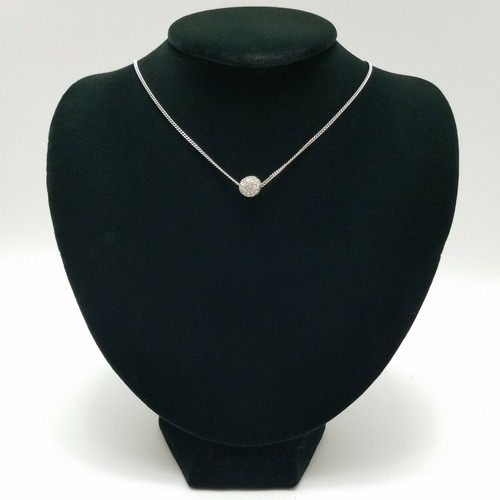 Givenchy Collana Tono Argento Disco Sfera Rotonda Strass Ciondolo Incrostato