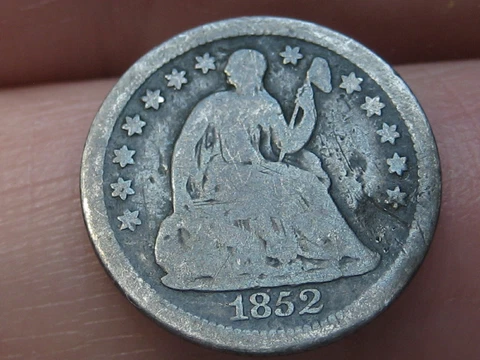 1852 O Seated Liberty Half Dime- New Orleans, Good/VG Details Cover