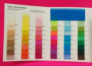 4 Way Stretch Sheer Power Mesh Net Fabric Swatch Sample Color Card - Picture 1 of 2