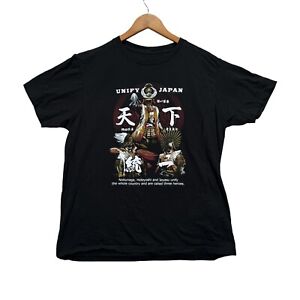 Unify Japan Nobunaga Hideyoshi Ieyasu Three Heroes Japanese Black T Shirt sz L