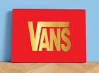LARGE VANS SHOP DISPLAY SIGNS ON THICK GOLD MIRRORED METAL*RARE SHOP ADVERTISING
