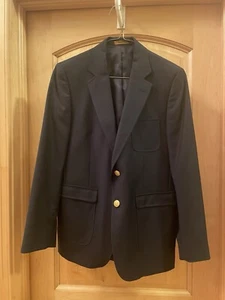 Brooks Brothers Blazer Boys 14 Black Wool University Designer Golden Button - Picture 1 of 11