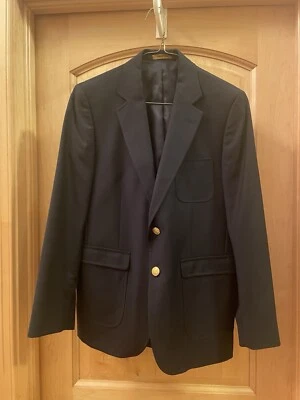 Blazer Brooks Brothers masculino 14 lã preta designer universitário botão dourado - Imagem 1 de 4