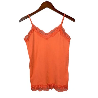 Bongo Lace Trim Tank Cami Top Orange Stretch Juniors L - Image 1 of 4