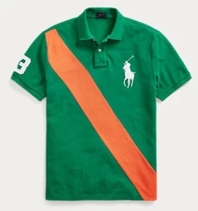Polo Ralph Lauren Uomo Vestibilità Classica Big Pony Camicia Verde Arancione Maglia Tg L Nuova con etichette - Foto 1 di 10