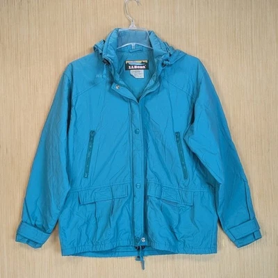 Vintage LLBean Teal Blue Hooded Anorak Rain Jacket 90s Gorpcore Women's Medium - Image 1 of 4