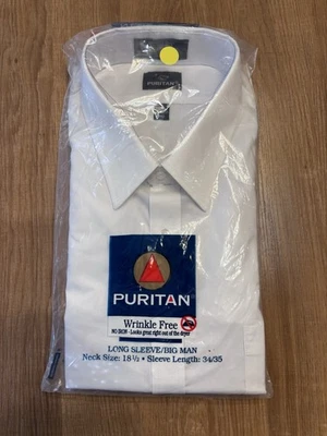 Camisa de vestir Puritan para hombre manga larga sin arrugas azul claro talla 18,5 34/35 grande Foto 1 de 3