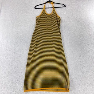 Vestido Callahan Nicky Halter Feminino Pequeno Amarelo Azul Listrado Malha Pulôver Casual - Imagem 1 de 4