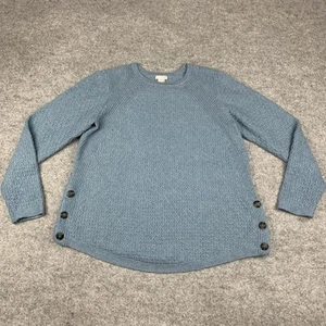 J Jill Pullover Damen Größe S Blau Strick Ripppullover Tunika Knöpfe Relaxed - Bild 1 von 6