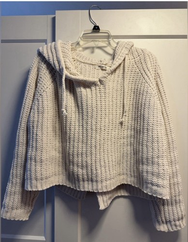 OFF WHITE Felpa con cappuccio cropped in maglia bianca crema taglia M L Coastal Lagom Euro Summer Loungewear