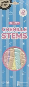 Fluffy Chenille Stems (Pipe Cleaners) - 30cm - 12 Assorted Pastel Colours - Picture 1 of 1