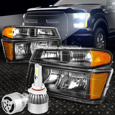 FARO NEGRO+ESQUINA ÁMBAR+LED BLANCO 9006 OCULTO CON VENTILADOR PARA 04-12 COLORADO/CAÑÓN Foto 1 de 4