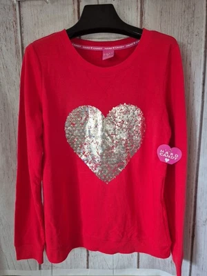 Sudadera Juniors HARD CABDY Rojo Cereza Plateada Metálica Corazón Lentejuelas Talla L 11-13 Foto 1 de 4