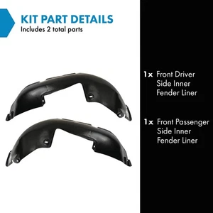 TRQ Front Inner Fender Liner Set Fits 1999-2006 Volkswagen Golf 2001-2005 Jetta - Picture 1 of 8