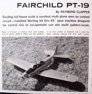 PT-19 RC UPDATED STERLING PLAN + CONSTRUCTION ARTICLE to Build a Model Airplane  - Picture 1 of 12