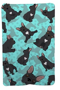 Black French Bulldog Soft Travel Blanket with Bag MLM1002TBLT - Picture 1 of 5