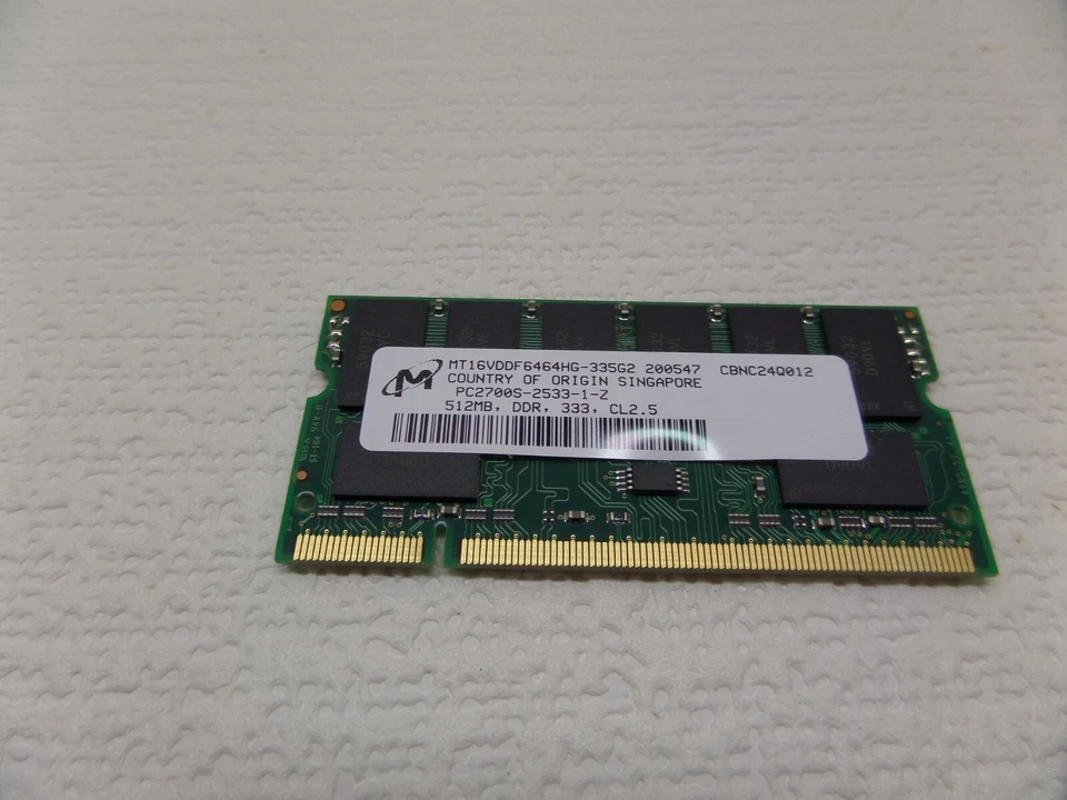 Micron 512MB DDR Laptop - PC2700S RAM TESTED SODIMM Memory IBook G4 - Image 1 of 1