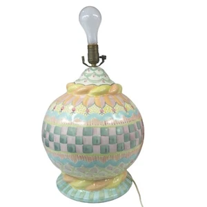 Mackenzie Childs Ceramic Hand-Painted Beachball Table Lamp Pastel Terracotta - Picture 1 of 9