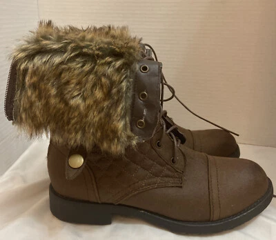 Charlotte Russe imitación gamuza/piel botas con cordones ajustable cremallera trasera talla 10 Foto 1 de 4