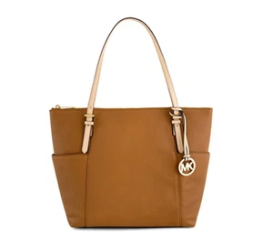 Michael Kors Jet Set East West Top Zip Leather Tote Bag Shoulder Bag 35T4GTTT8M - Picture 1 of 4