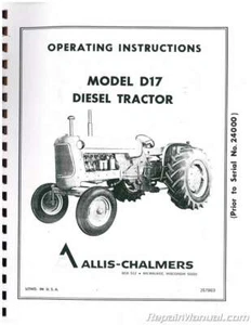 Allis Chalmers D-17 Diesel Operators Manual - Picture 1 of 1