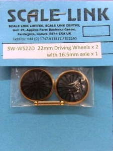 Ruedas de conducción Link Loco escala 00 22 mm/18 radios x 2 + eje Romford SW-WS22D - Imagen 1 de 1