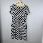 Talbots Dress Navy Blue & White Nautical Rope Print Fit & Flare Women’s Size Xl