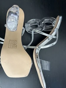 *NEW Prom Season *Cuccoo clear strappy sandals with stylish ringlet stacked heel - Picture 1 of 10