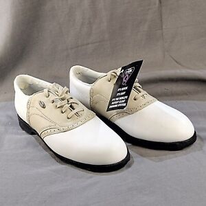 Etonic Comfort Womens 7M Spikeless Golf Shoes White Beige Q-lok The Champ 008691