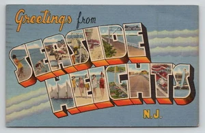 Postal NJ Carta Grande Saludos desde Seaside Heights Publicada 1955 Cancelar - Imagen 1 de 2