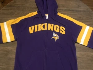 Minnesota Vikings NFL Purple White/Yellow Stripes Small Zip Up Hoodie Sweatshirt - Picture 1 of 9