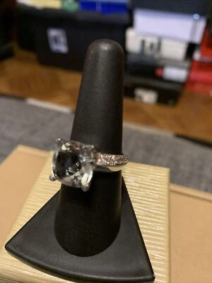 Anillo blanco circonita cúbica rodio sobre plata de ley 6,00 quilates talla 8 Foto 1 de 4