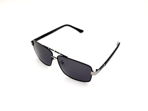 Gafas de sol polarizadas AUDI cuadradas de metal aviador marco negro-plateado lentes de humo AU1 - Imagen 1 de 12