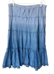 NWOT Apostrophe Skirt Womens XL Blue Metallic Ombre Elastic Waist Pull On Midi - Picture 1 of 12