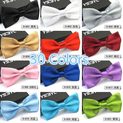 Mens Silk Satin Plain Tuxedo Solid Bow Tie Wedding Formal Bowtie Necktie Ties + - Image 1 of 4