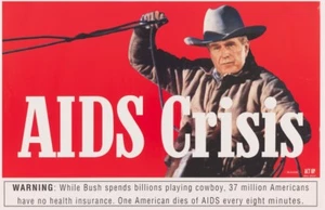 PÓSTER Vaquero SIDA ACTUP George BUSH SIDA PÓSTER DEL METRO DE NYC Original - Imagen 1 de 1