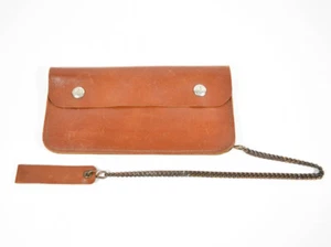 Cartera de seguridad vintage Bucheimer de cuero marrón motociclista camionero cadena 8,5" * - Imagen 1 de 8