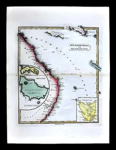 1839 Bell Antique Map New South Wales Coast Australia Van Dieman's Land Norfolk - Picture 1 of 5