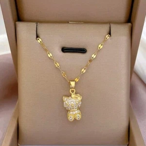 Collar Circonita Hello Kitty Oro 18K Disney Niños Mujer Cadena Niña Dulce - Imagen 1 de 4
