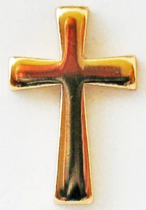 Polished Cross Lapel Pin/Badge - Gold Plated - Ideal Gift Item - EB6034 - Picture 1 of 2