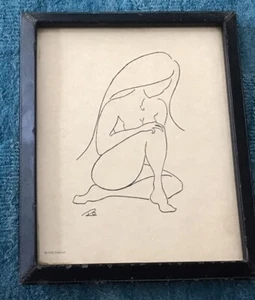 Body Shape Wall Art Print Line Drawing Nude Female Framed Vintage 1998 - Picture 1 of 5