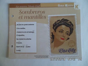 CARTE FICHE PLAISIR DE CHANTER RINA KETTY SOMBREROS ET MANTILLES - Foto 1 di 1