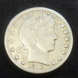 1912-S BARBER SILVER QUARTER VF+. REDUCED 6/6/25 (2340) - Picture 1 of 2