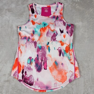 Tek Gear Workout Tank Top Womens S White Pink Orange Abstract Beach Yoga Gym - Image 1 of 4