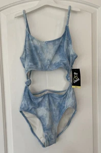 Girls  Size XL  14/16 One Piece Art Class Polar Blue Tie Dye Swim Suit Adj Strap - Picture 1 of 11