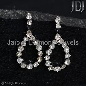 Natürlich Rosecut Polki Diamant 925 Silber Schmuck Viktorianisch Tiefer/Ohrring - Bild 1 von 10